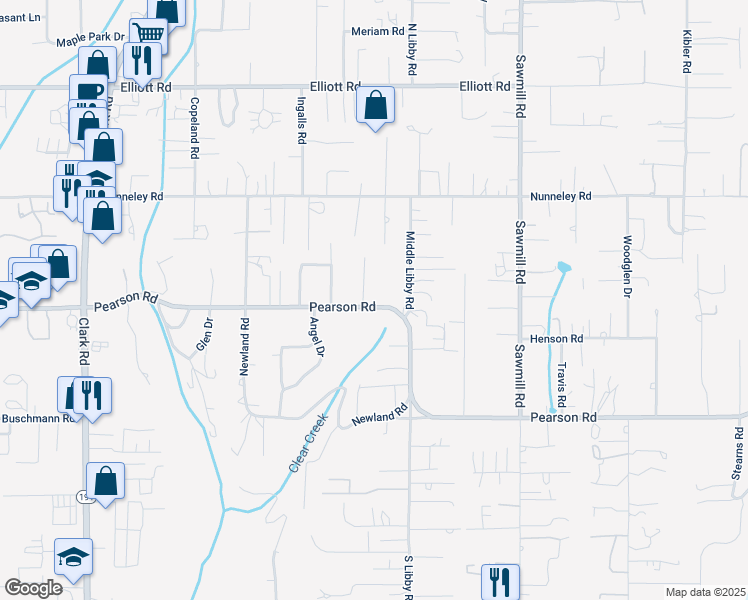 map of restaurants, bars, coffee shops, grocery stores, and more near 5667 Clara Lane in Paradise