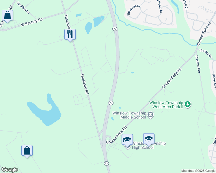 map of restaurants, bars, coffee shops, grocery stores, and more near 339 New Jersey 73 in Berlin