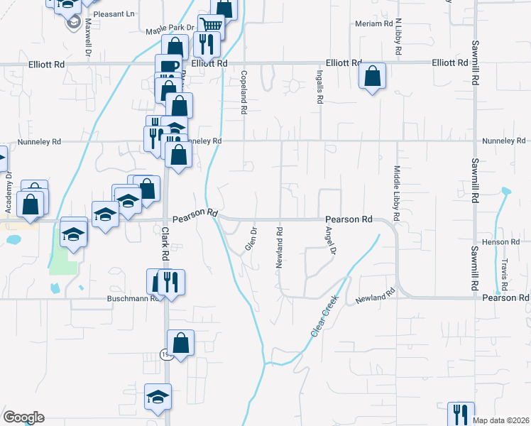 map of restaurants, bars, coffee shops, grocery stores, and more near 829 Pearson Road in Paradise