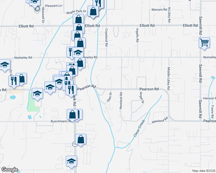 map of restaurants, bars, coffee shops, grocery stores, and more near 5655 Cathy Lane in Paradise