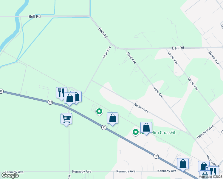 map of restaurants, bars, coffee shops, grocery stores, and more near 3276 Rodeo Avenue in Chico