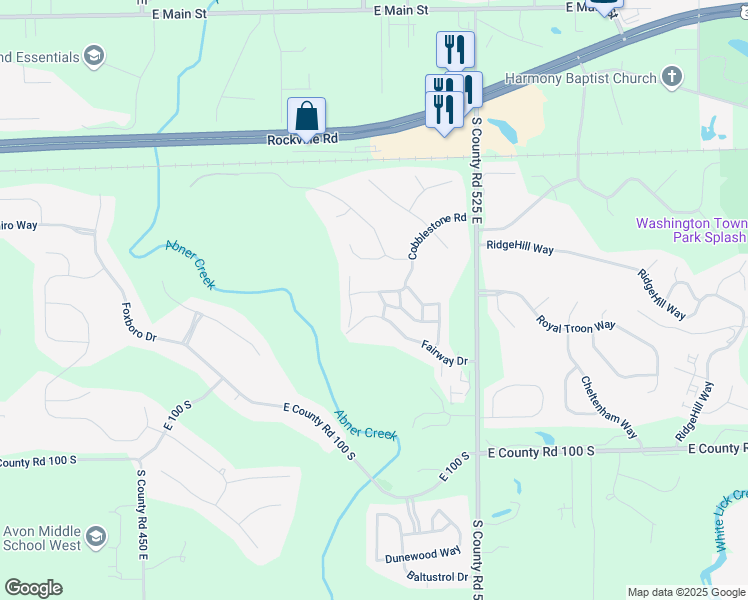 map of restaurants, bars, coffee shops, grocery stores, and more near 648 Blossom Drive in Avon