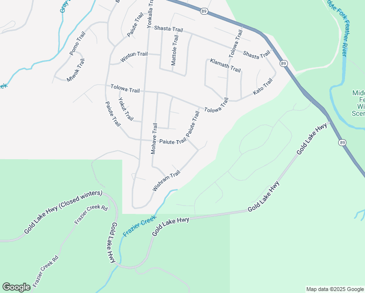 map of restaurants, bars, coffee shops, grocery stores, and more near 81-83 Paiute Trail in Graeagle