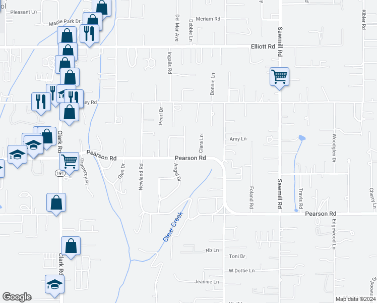 map of restaurants, bars, coffee shops, grocery stores, and more near 5668 Paradise Avenue in Paradise