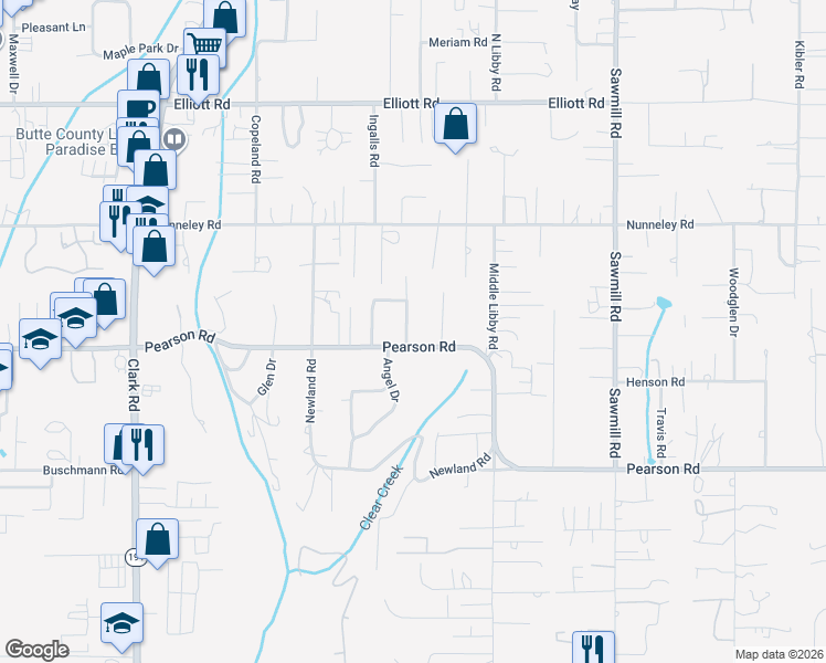 map of restaurants, bars, coffee shops, grocery stores, and more near 5668 Paradise Avenue in Paradise