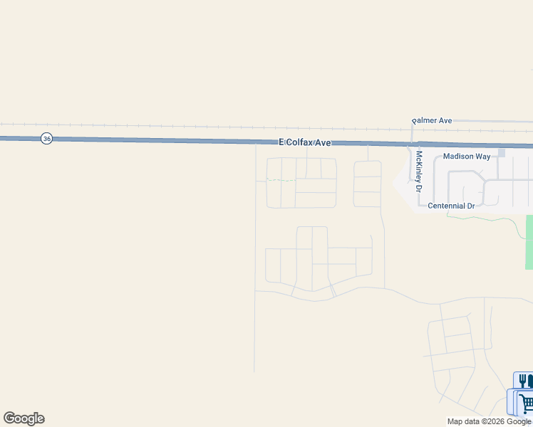 map of restaurants, bars, coffee shops, grocery stores, and more near 45710 Silverdrop ave in Bennett