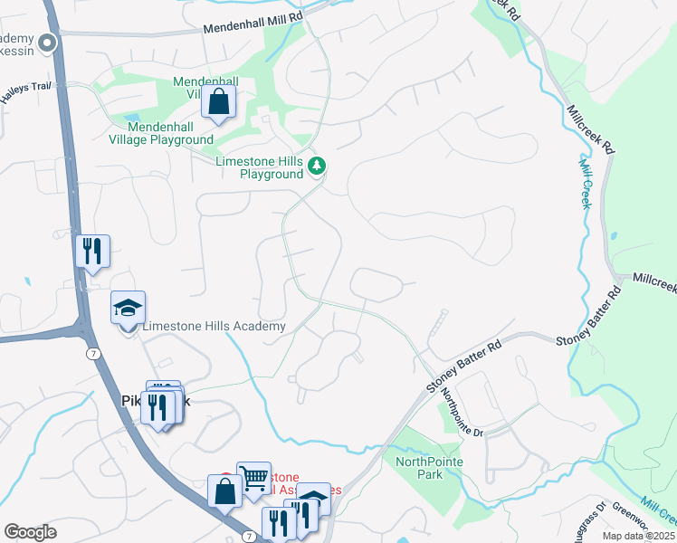 map of restaurants, bars, coffee shops, grocery stores, and more near 32 Hayloft Court in Wilmington