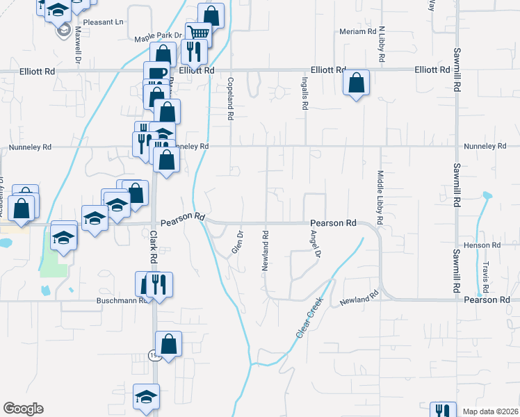 map of restaurants, bars, coffee shops, grocery stores, and more near 5665 Newland Road in Paradise