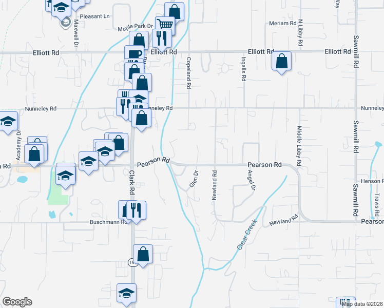 map of restaurants, bars, coffee shops, grocery stores, and more near 5657 Cathy Lane in Paradise