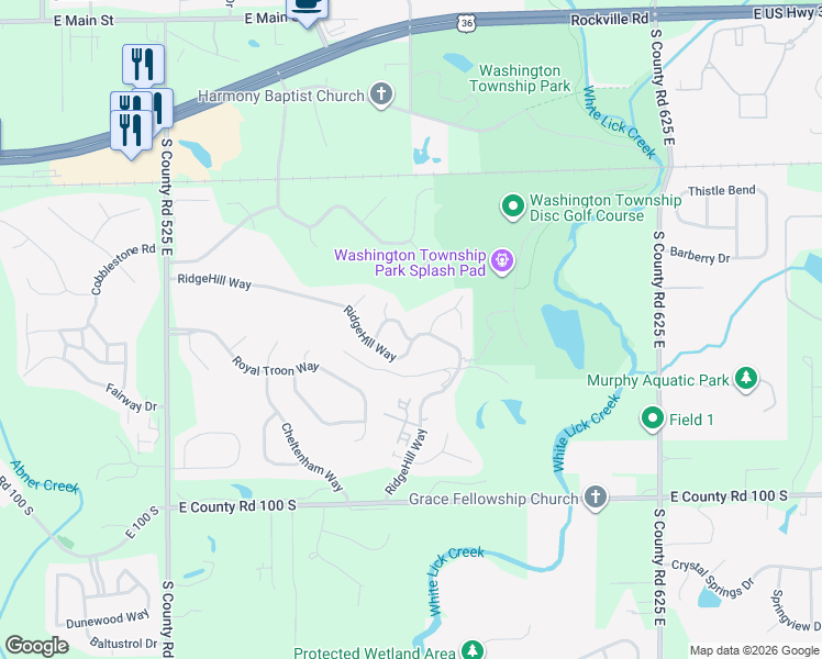 map of restaurants, bars, coffee shops, grocery stores, and more near 660 Green Ridge Drive in Avon
