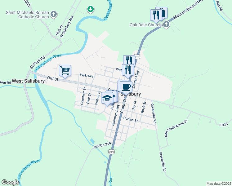 map of restaurants, bars, coffee shops, grocery stores, and more near 200 Smith Avenue in Salisbury