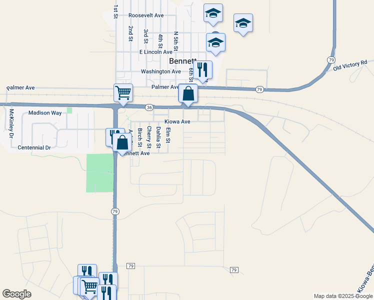 map of restaurants, bars, coffee shops, grocery stores, and more near 305 Maple Street in Bennett