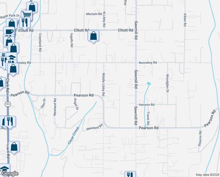 map of restaurants, bars, coffee shops, grocery stores, and more near 5680 Middle Libby Road in Paradise