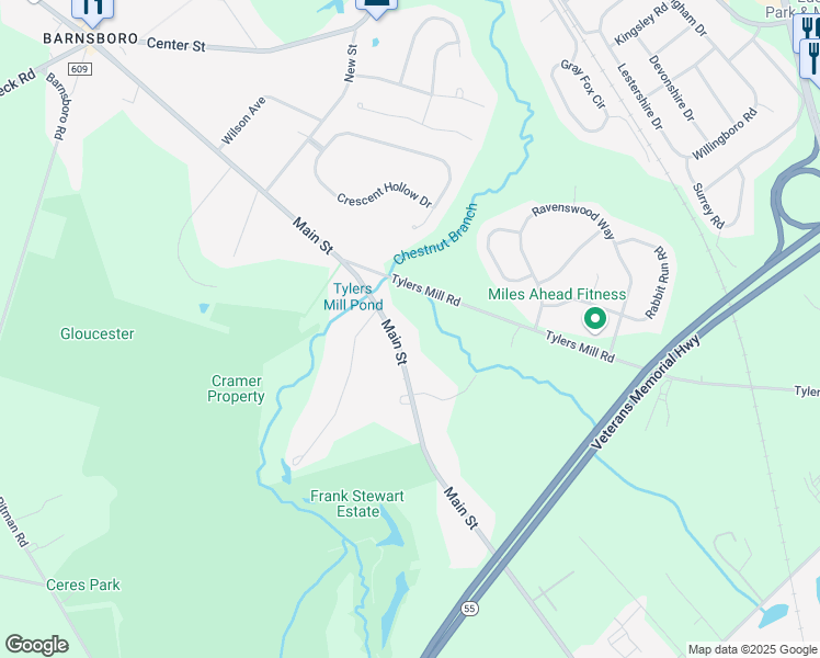 map of restaurants, bars, coffee shops, grocery stores, and more near 911 Main Street in Mantua Township