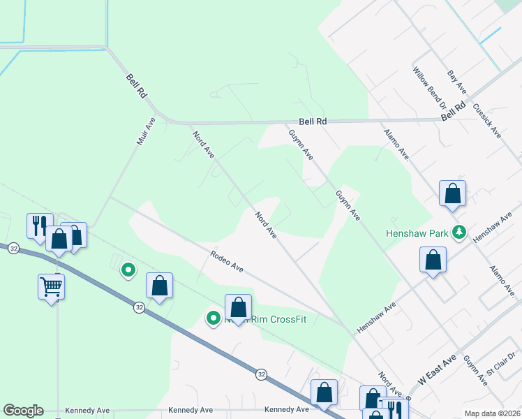 map of restaurants, bars, coffee shops, grocery stores, and more near 3096 Nord Avenue in Chico
