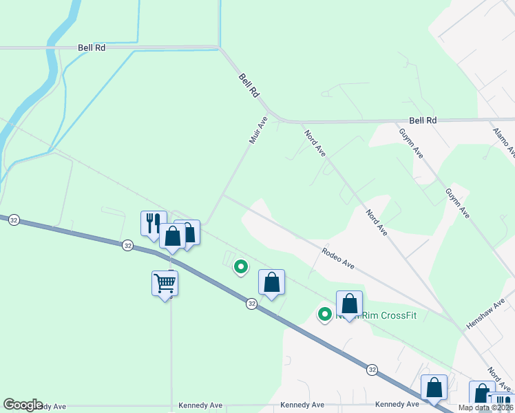 map of restaurants, bars, coffee shops, grocery stores, and more near 3310 Rodeo Avenue in Chico