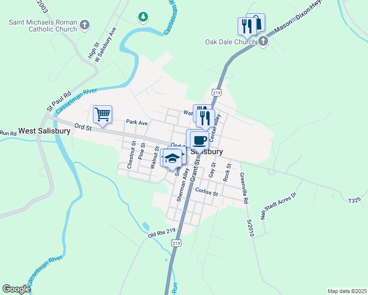 map of restaurants, bars, coffee shops, grocery stores, and more near 196 Smith Avenue in Salisbury