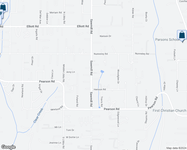 map of restaurants, bars, coffee shops, grocery stores, and more near 5674 Sawmill Road in Paradise