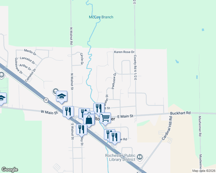 map of restaurants, bars, coffee shops, grocery stores, and more near 301-499 Water St in Rochester