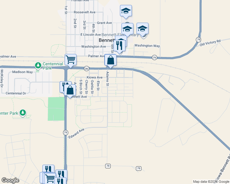 map of restaurants, bars, coffee shops, grocery stores, and more near 305 Maple Street in Bennett