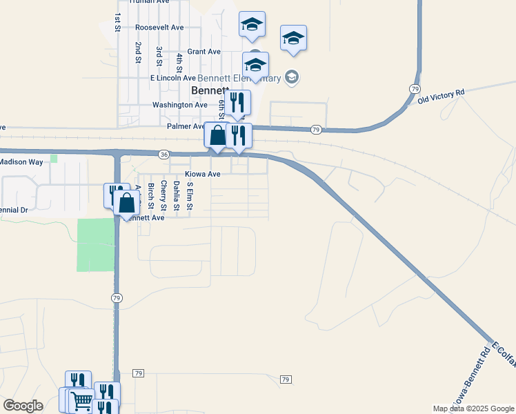 map of restaurants, bars, coffee shops, grocery stores, and more near 319 Walnut St in Bennett