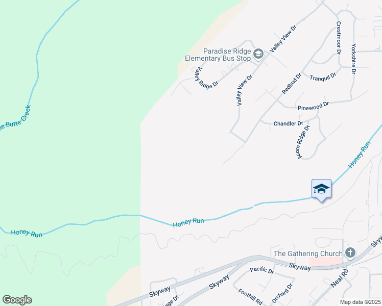 map of restaurants, bars, coffee shops, grocery stores, and more near 2 Valley View Drive in Paradise