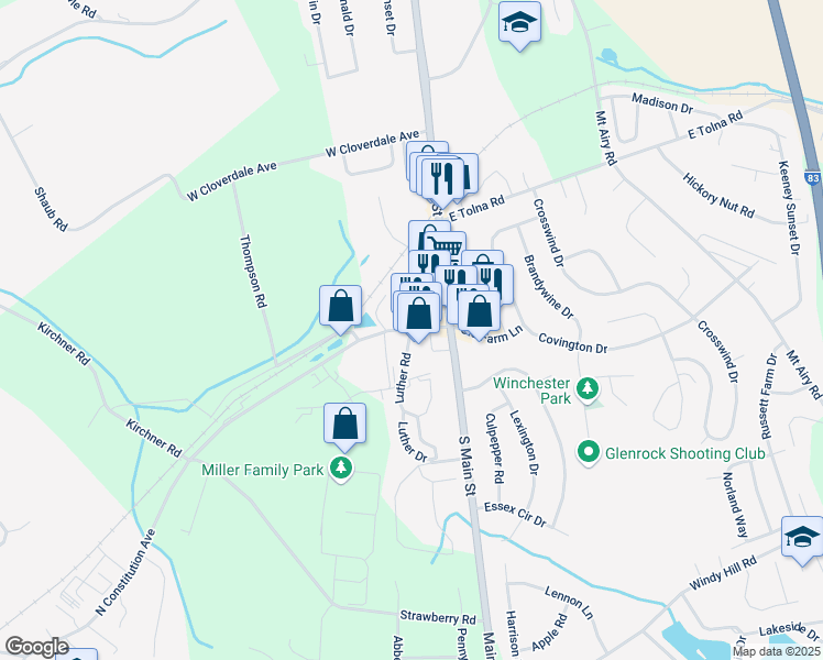 map of restaurants, bars, coffee shops, grocery stores, and more near 80 Constitution Avenue in Shrewsbury