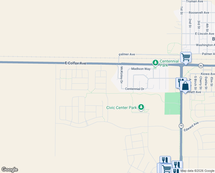 map of restaurants, bars, coffee shops, grocery stores, and more near 240 Lark Sparrow Way in Bennett