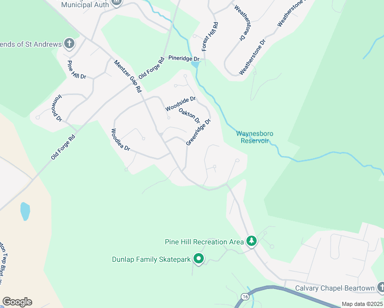 map of restaurants, bars, coffee shops, grocery stores, and more near 11450 Greenridge Drive in Waynesboro