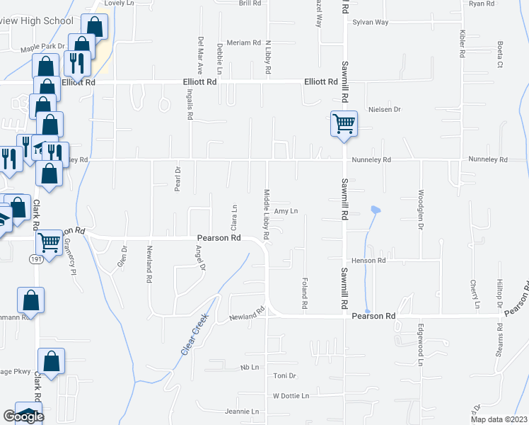 map of restaurants, bars, coffee shops, grocery stores, and more near 5675 Middle Libby Road in Paradise