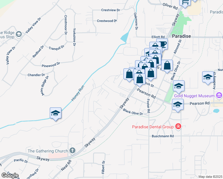 map of restaurants, bars, coffee shops, grocery stores, and more near 503 Friendly Way in Paradise