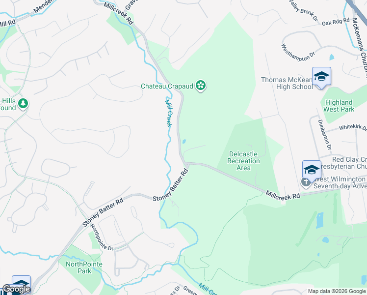 map of restaurants, bars, coffee shops, grocery stores, and more near 3713 Millcreek Road in Hockessin