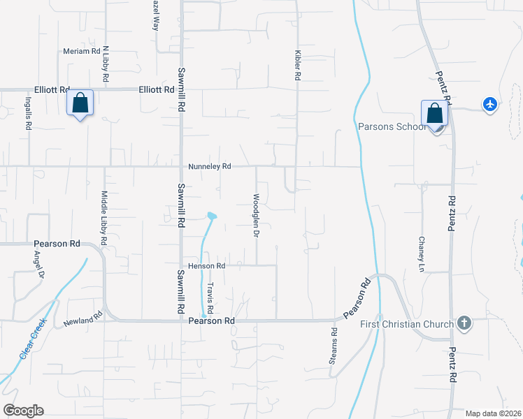 map of restaurants, bars, coffee shops, grocery stores, and more near 5700 Woodglen Drive in Paradise