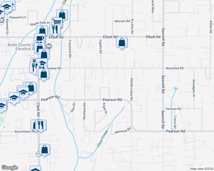 map of restaurants, bars, coffee shops, grocery stores, and more near 5703 Paradise Avenue in Paradise
