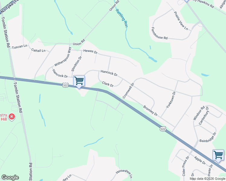 map of restaurants, bars, coffee shops, grocery stores, and more near 709 Clark Drive in Mullica Hill