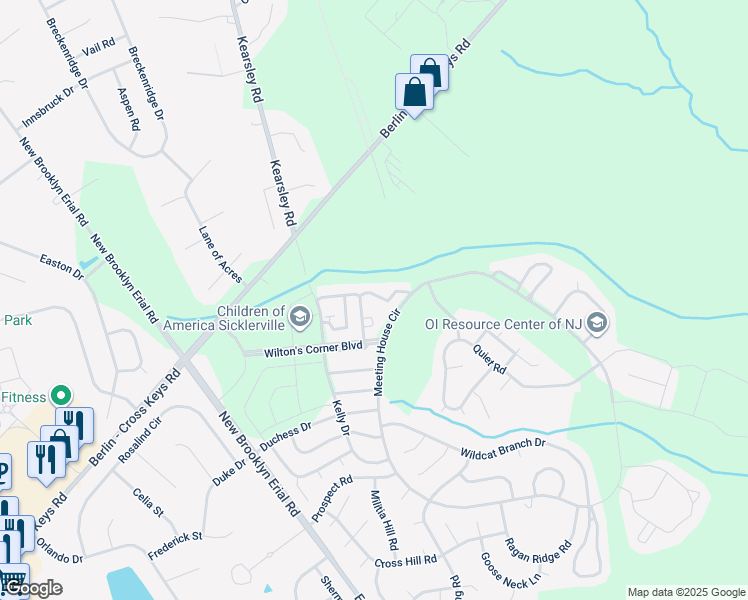 map of restaurants, bars, coffee shops, grocery stores, and more near 23 Tavern Lane in Sicklerville