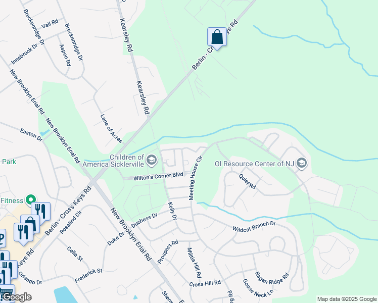 map of restaurants, bars, coffee shops, grocery stores, and more near 23 Tavern Lane in Sicklerville