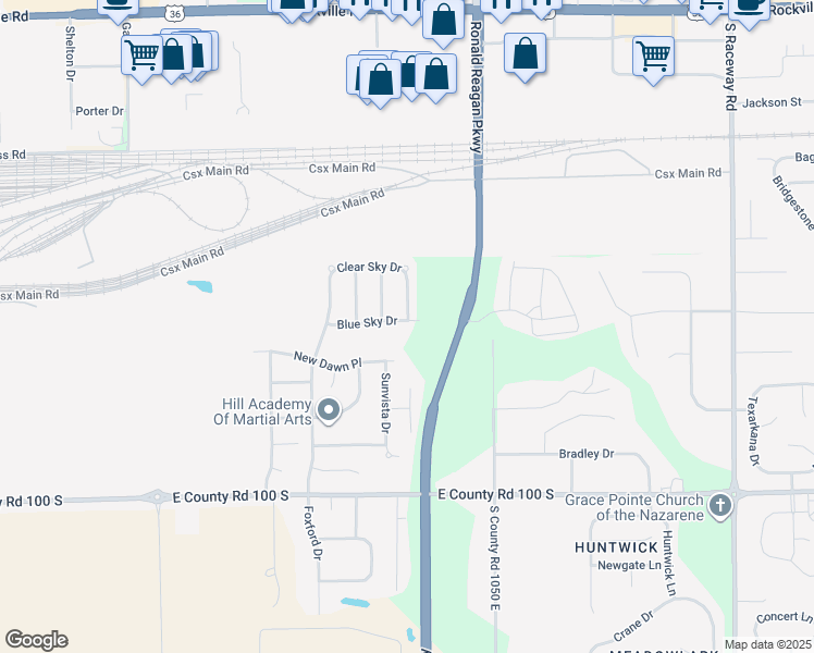 map of restaurants, bars, coffee shops, grocery stores, and more near 10311 Blue Sky Drive in Avon