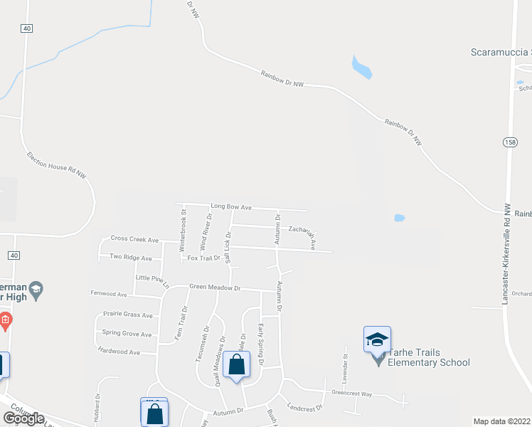 map of restaurants, bars, coffee shops, grocery stores, and more near 2456 Long Bow Avenue in Lancaster