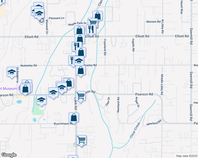 map of restaurants, bars, coffee shops, grocery stores, and more near 5708 Copeland Road in Paradise