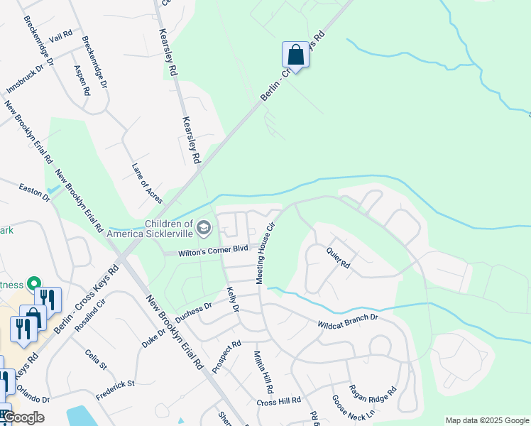 map of restaurants, bars, coffee shops, grocery stores, and more near 28 Tavern Lane in Winslow Township