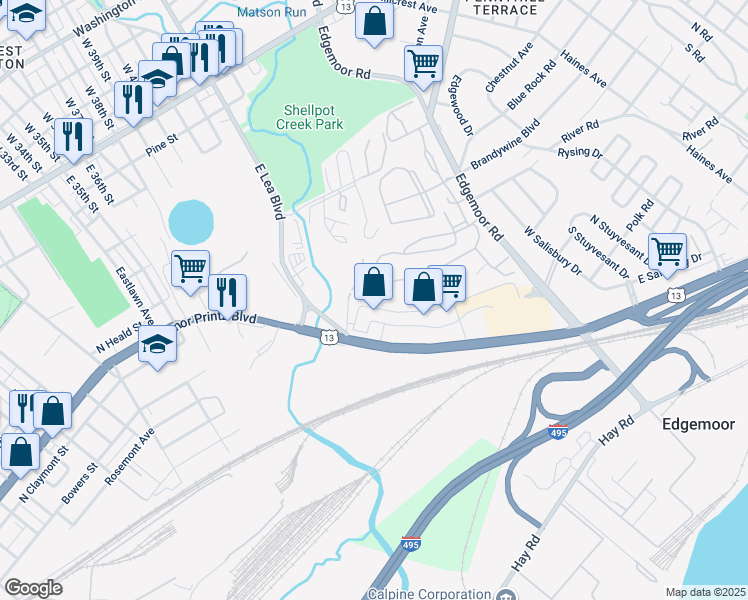 map of restaurants, bars, coffee shops, grocery stores, and more near 14 Paladin Drive in Wilmington
