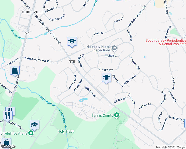map of restaurants, bars, coffee shops, grocery stores, and more near 2 Sugar Mill Court in Washington Township