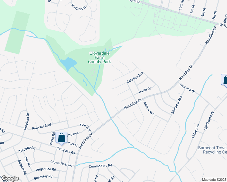 map of restaurants, bars, coffee shops, grocery stores, and more near 6 Catalina Avenue in Barnegat Township