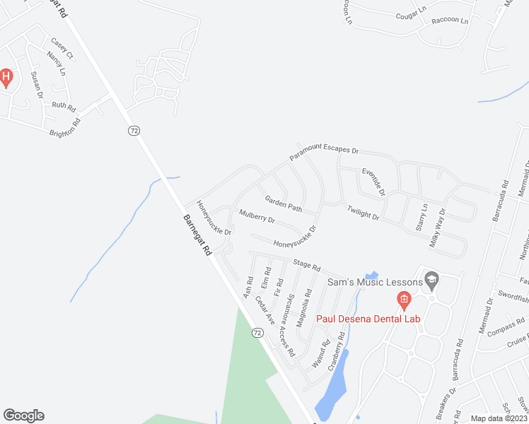 map of restaurants, bars, coffee shops, grocery stores, and more near 34 Mulberry Drive in Stafford Township