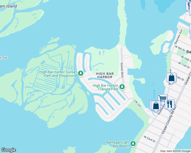 map of restaurants, bars, coffee shops, grocery stores, and more near 118 Arnold Boulevard in Long Beach