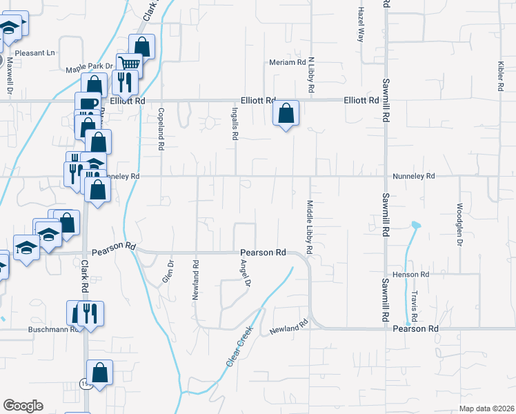 map of restaurants, bars, coffee shops, grocery stores, and more near Paradise Avenue in Paradise