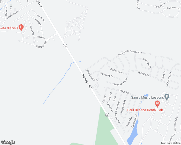 map of restaurants, bars, coffee shops, grocery stores, and more near 2 Mulberry Drive in Stafford Township