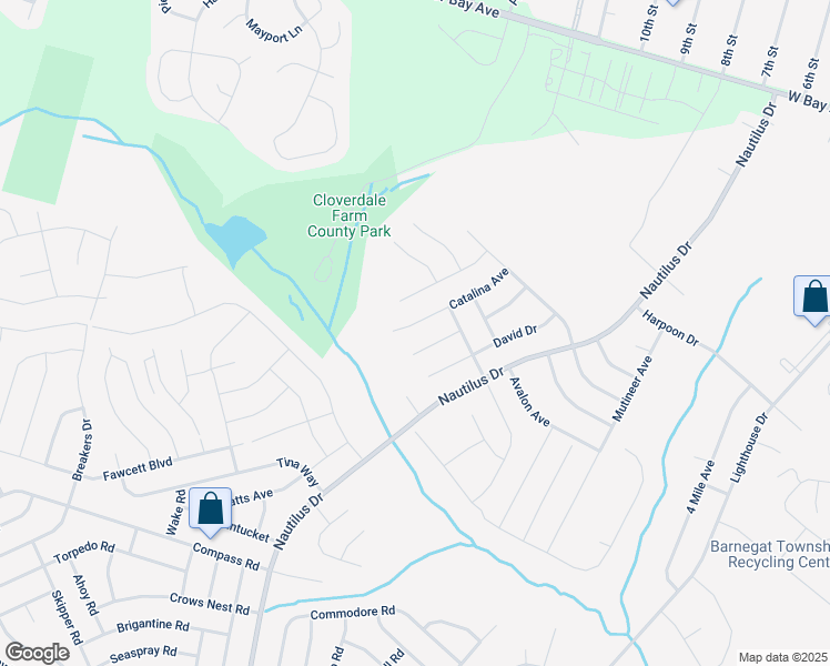 map of restaurants, bars, coffee shops, grocery stores, and more near 10 Catalina Avenue in Barnegat Township