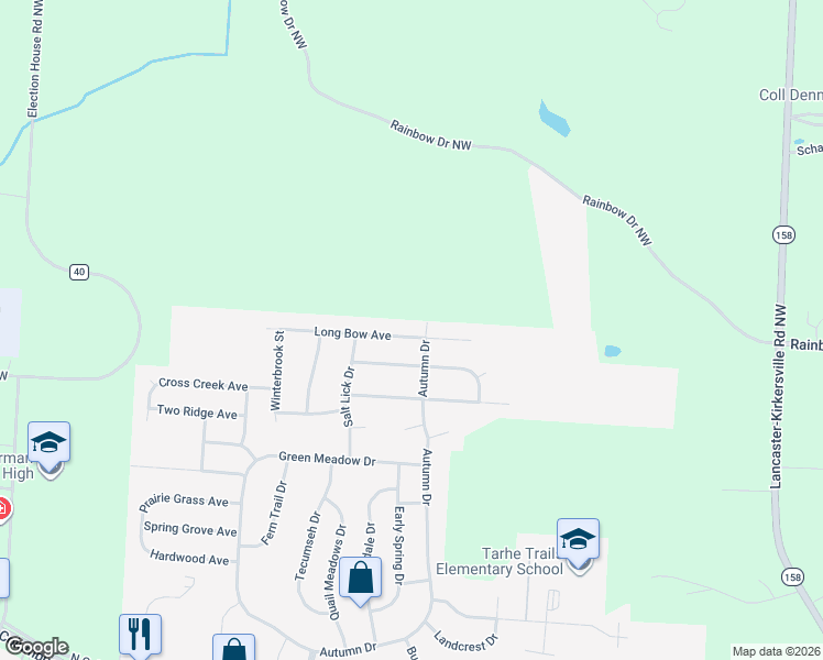 map of restaurants, bars, coffee shops, grocery stores, and more near 2451 Long Bow Avenue in Lancaster